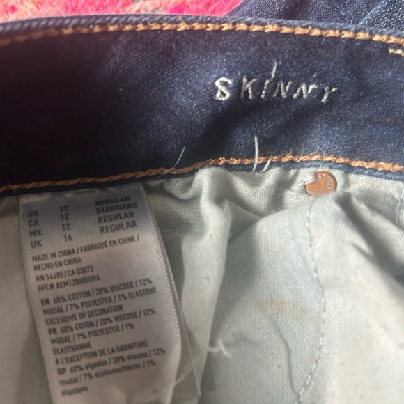 American Eagle Dark Indigo Skinny Jeans Size 14 - Picture 2 of 2